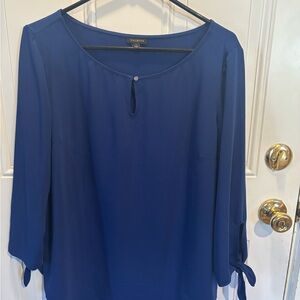 Talbots Royal Blue Blouse with Keyhole Neckline